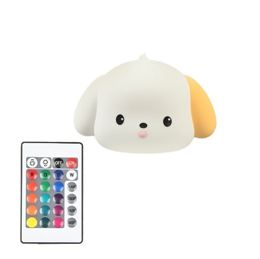 LED Nachtlicht Silikon dog-shaped night light with dimmable, color-changing, touch control, and remote for Deal-Plaza.