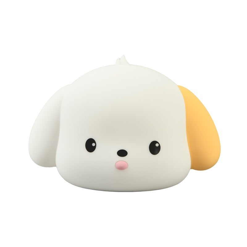 LED Nachtlicht Silikon featuring a cute dog design, dimmable, color-changing, touch control, and rechargeable.