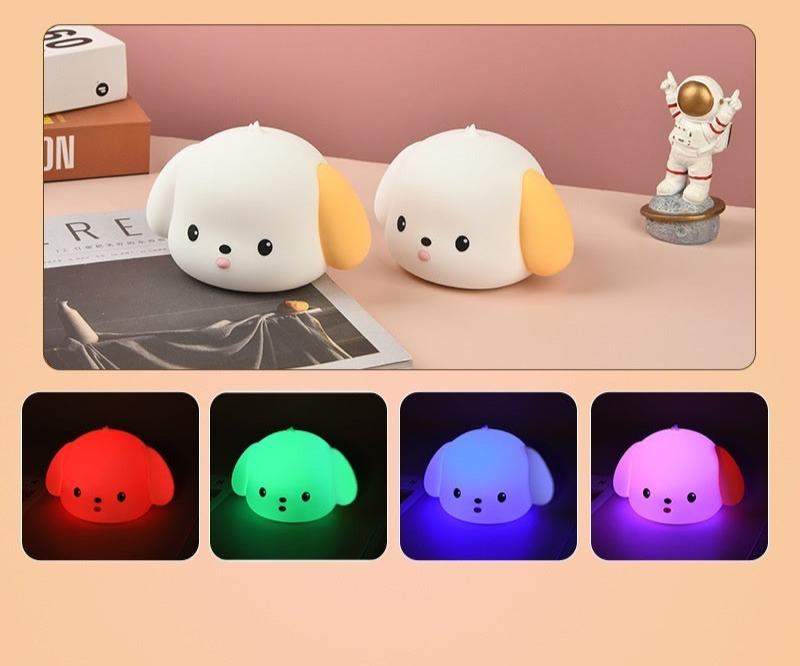 LED Nachtlicht Silikon dimmable color-changing dog-shaped night light with touch control and rechargeable battery